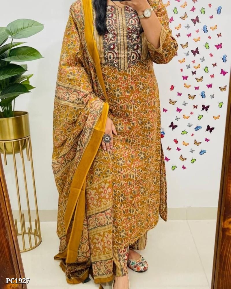 Embroidery Cotton Three Piece Suit - Image 14