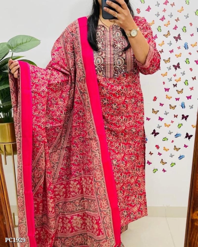 Embroidery Cotton Three Piece Suit - Image 12
