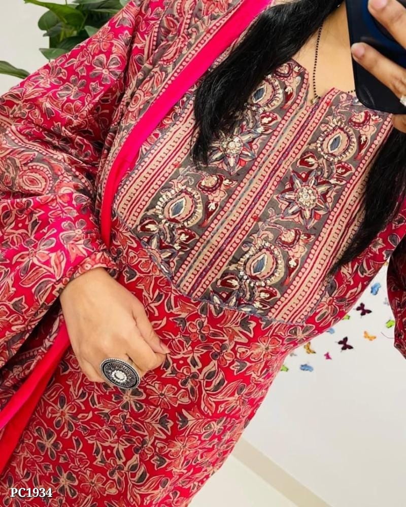 Embroidery Cotton Three Piece Suit - Image 7