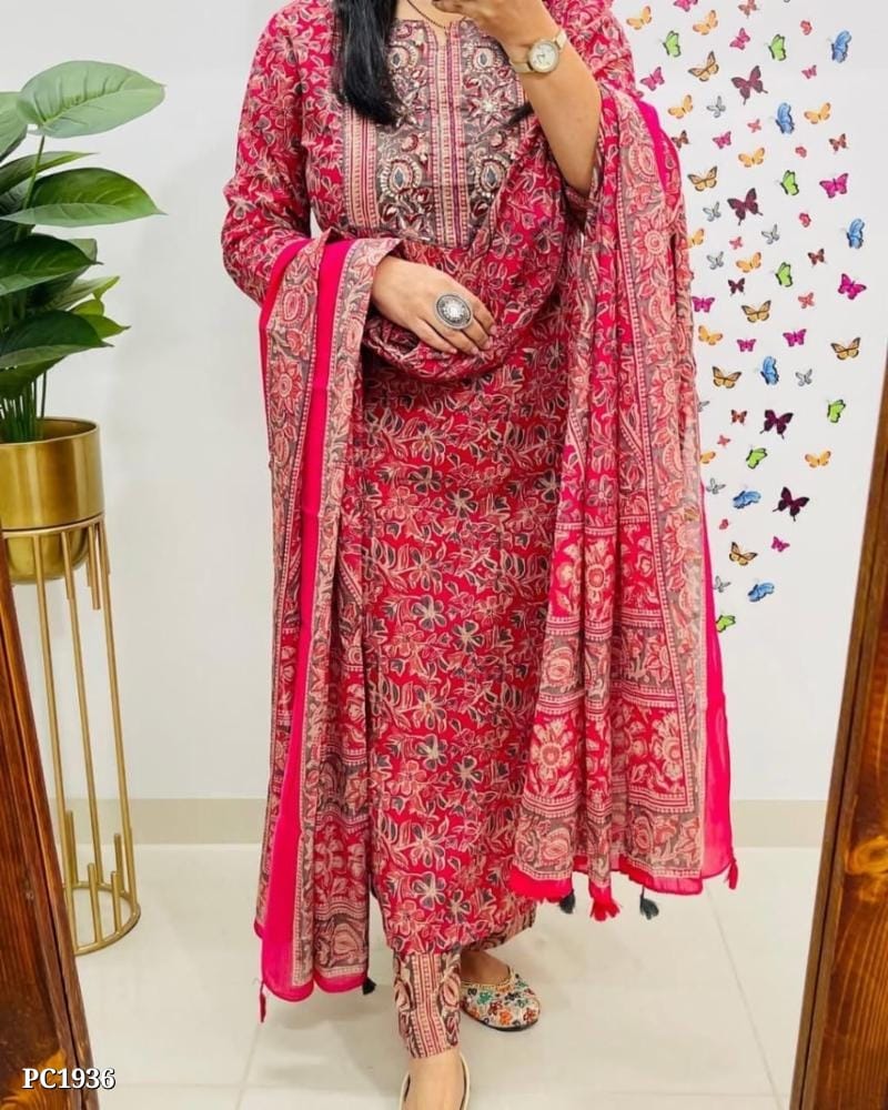 Embroidery Cotton Three Piece Suit - Image 5