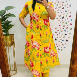 Premium Floral Fine cotton kurti Palazza set