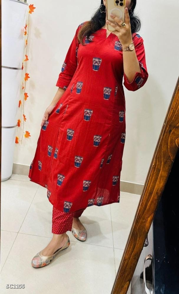 Premium Floral Fine cotton kurti Palazza set - Image 4