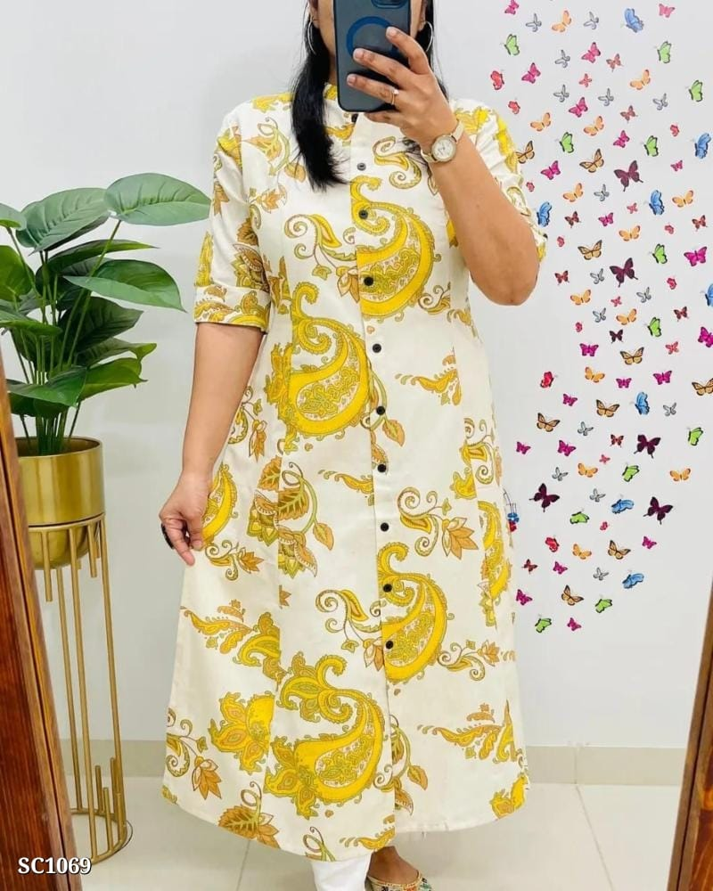 Premium Floral Fine cotton kurti Palazza set