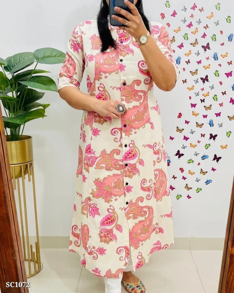 Premium Floral Fine cotton kurti Palazza set - Image 2